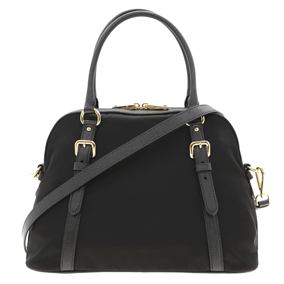 Prada Bauletto Dome Shoulder Bag Black Nylon New - Picture 3 of 8